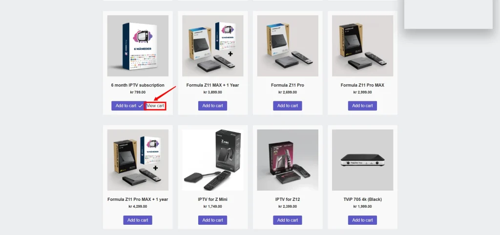 add to cart view detail